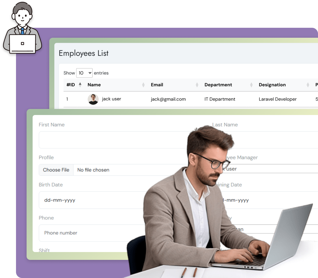 XpressHive HR dashboard showing attendance and payroll analytics